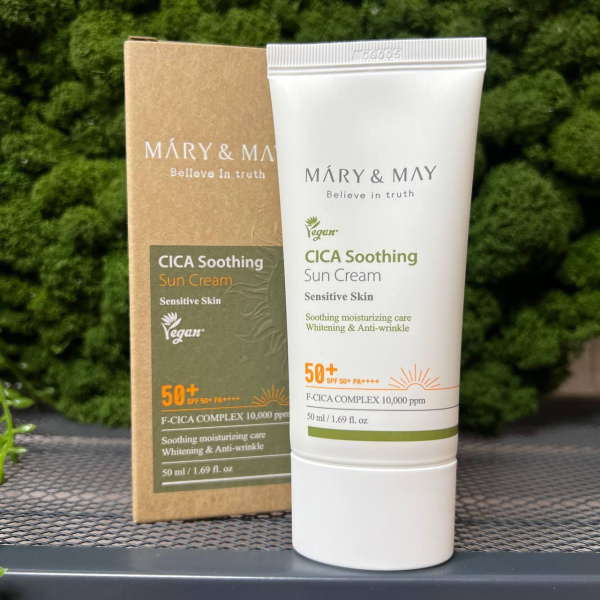 Mary&May CICA Soothing Sun Cream SPF50+ PA Солнцезащитный крем         