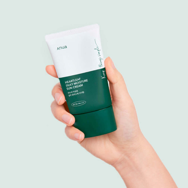 Anua Heartleaf Silky Moisture Sun Cream  SPF50+PA++++  Успокаивающий солнцезащитный крем с хауттюйнией