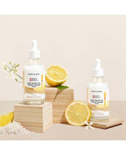   Mary&May Rice niacin 10% Triple Vitamin Serum Крем-сыворотка для борьбы с тусклостью и пигментацией 
